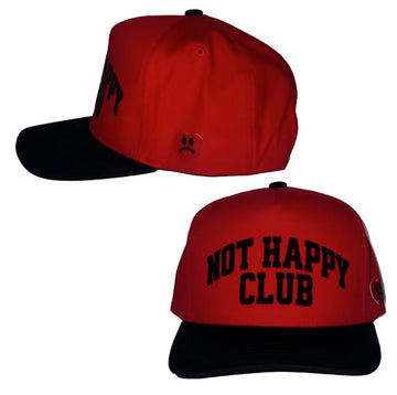 NOT HAPPY CLUB RED 5 PANEL SNAP BACK HAT