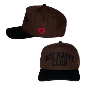 NOT HAPPY CLUB BROWN 5 PANEL SNAP BACK HAT