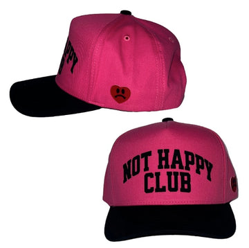 NOT HAPPY CLUB HOT PINK 5 PANEL SNAPBACK TRUCKER HAT